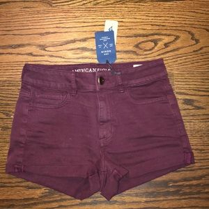 Denim Shorts (burgundy)